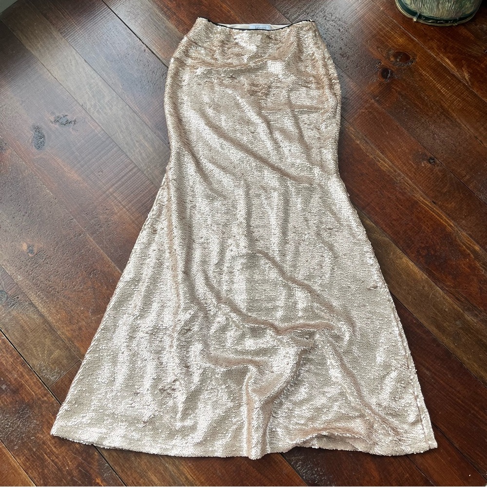 Lucy Paris champagne /copper Sequin maxi Skirt